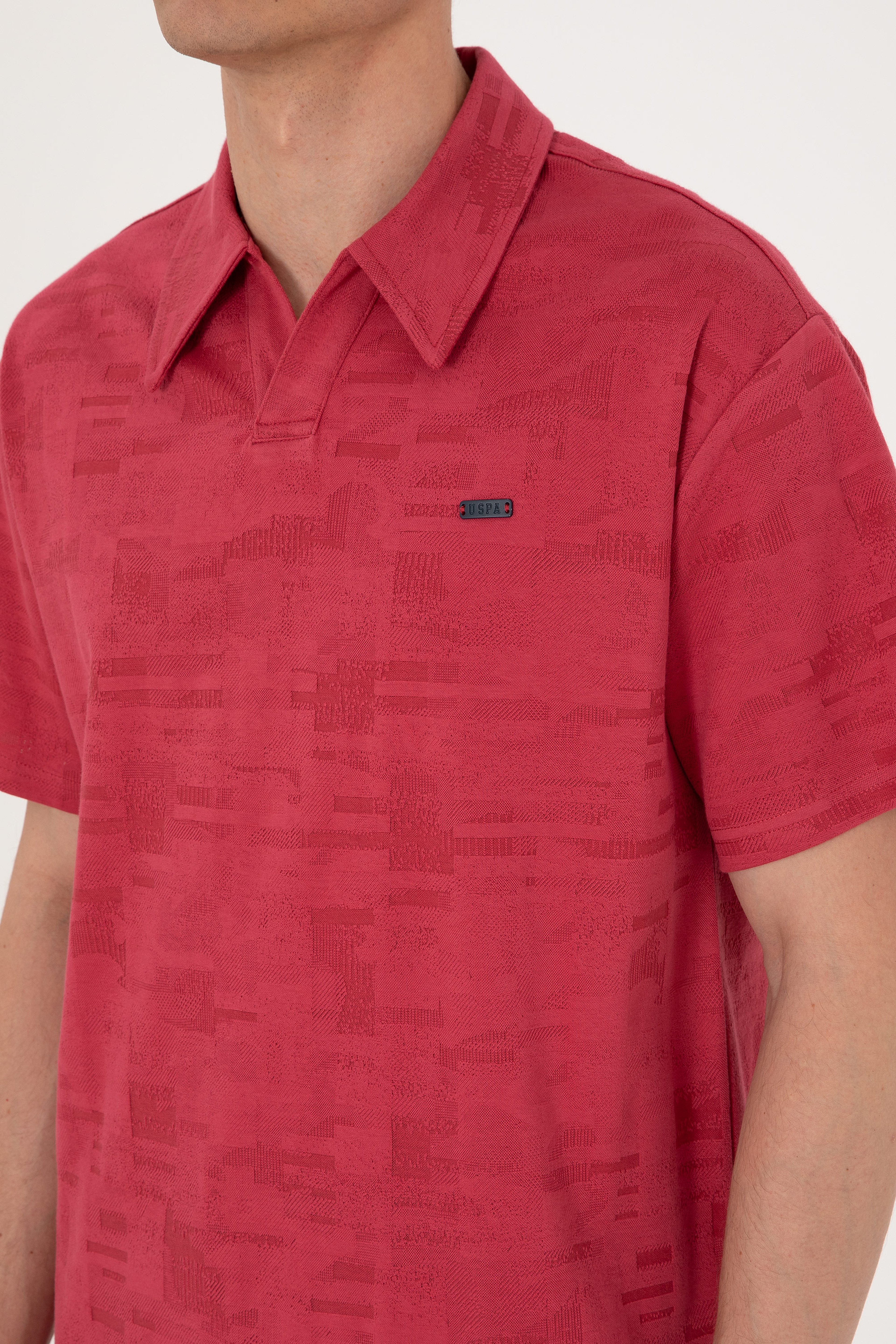 Erkek Comfort Fit Kaçık Yaka Vişne Tişört - Image 7