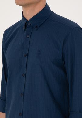 Erkek İndigo Uzun Kollu Gömlek - 50300219001