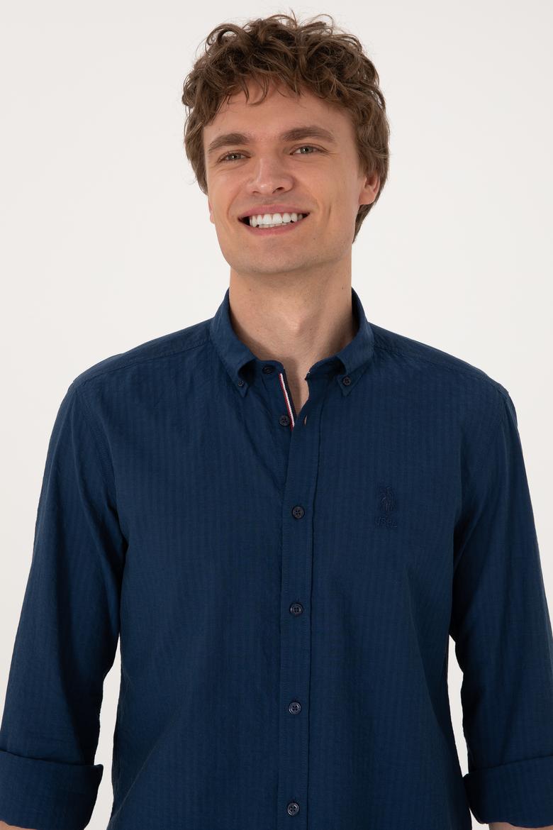 Erkek İndigo Uzun Kollu Gömlek - 50300219001