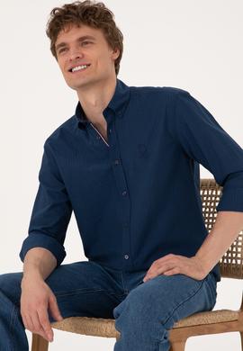 Erkek İndigo Uzun Kollu Gömlek - 50300219001