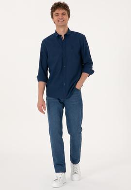 Erkek İndigo Uzun Kollu Gömlek - 50300219001