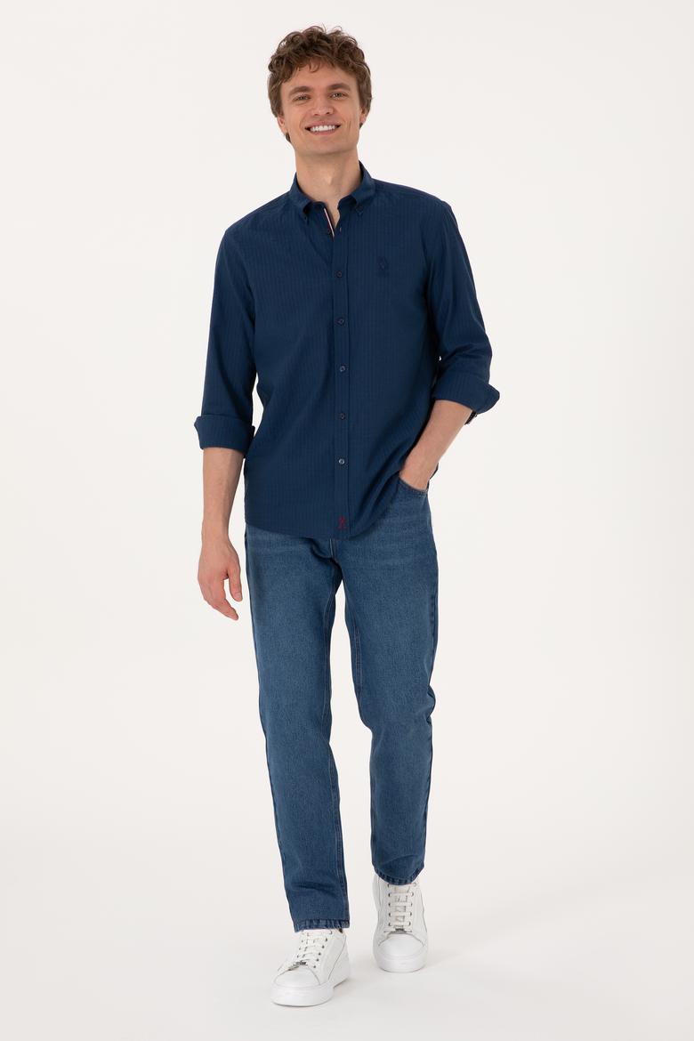 Erkek İndigo Uzun Kollu Gömlek - 50300219001