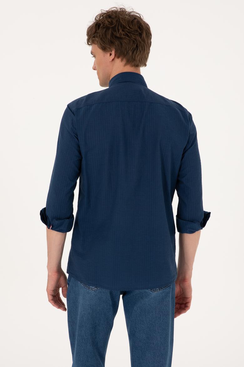 Erkek İndigo Uzun Kollu Gömlek - 50300219001
