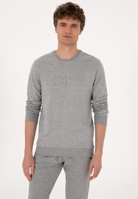 Erkek Gri Melanj Basic Sweatshirt - 50289058036