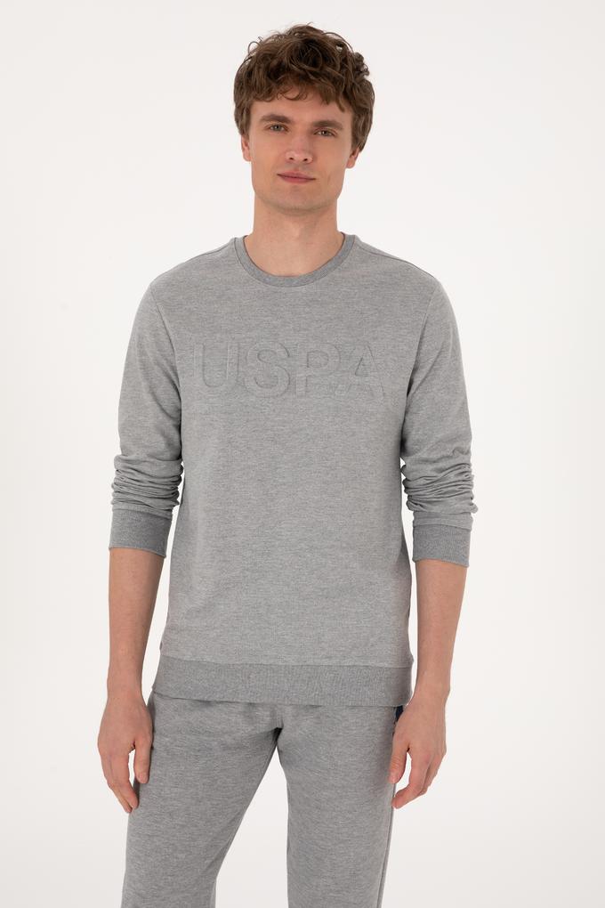 Erkek Gri Melanj Basic Sweatshirt