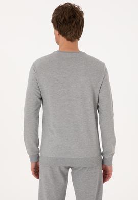 Erkek Gri Melanj Basic Sweatshirt - 50289058036