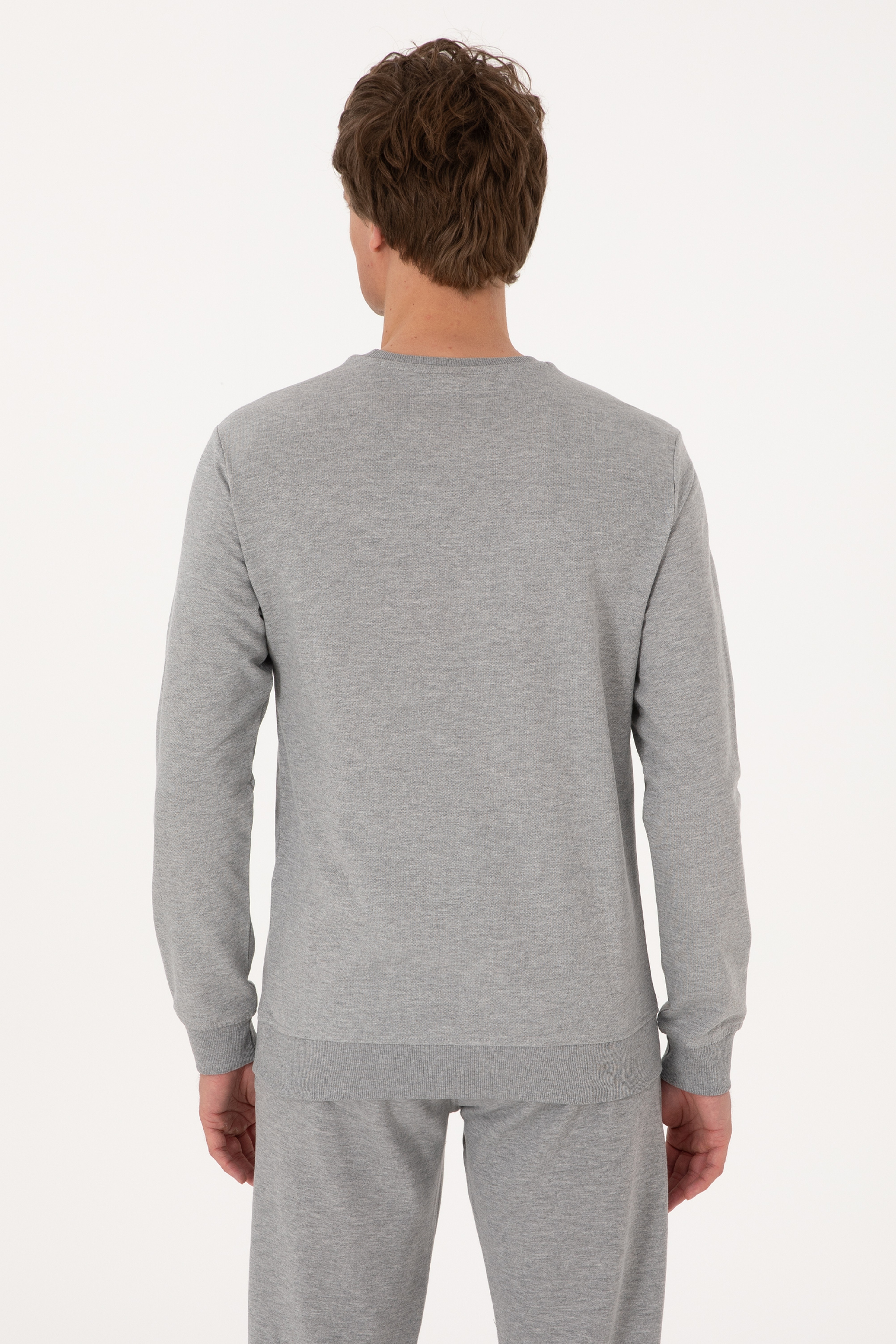 Erkek Gri Melanj Basic Sweatshirt