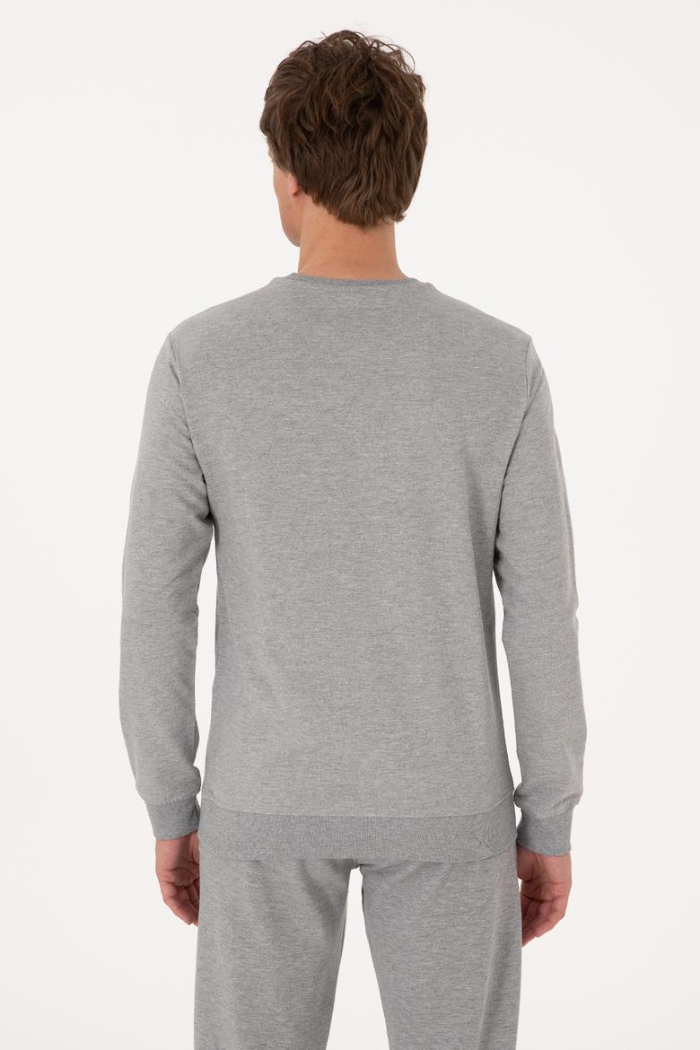 Erkek Gri Melanj Basic Sweatshirt - 50289058036
