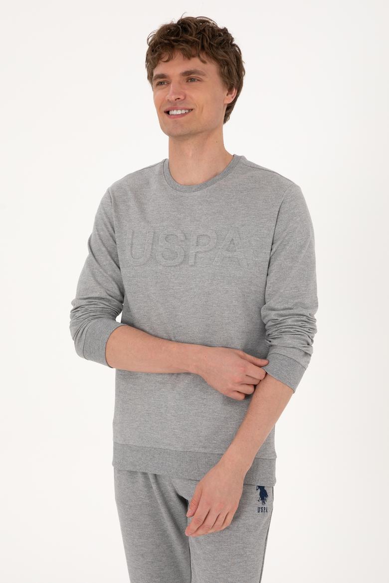 Erkek Gri Melanj Basic Sweatshirt - 50289058036