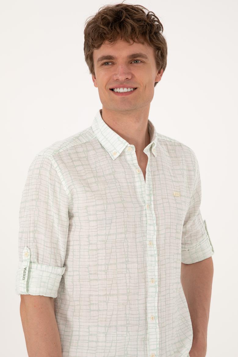 Erkek Su Yeşili Uzun Kollu Gömlek - 50300444001