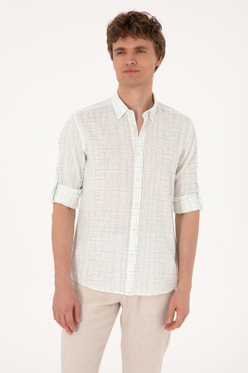 Erkek Su Yeşili Uzun Kollu Gömlek