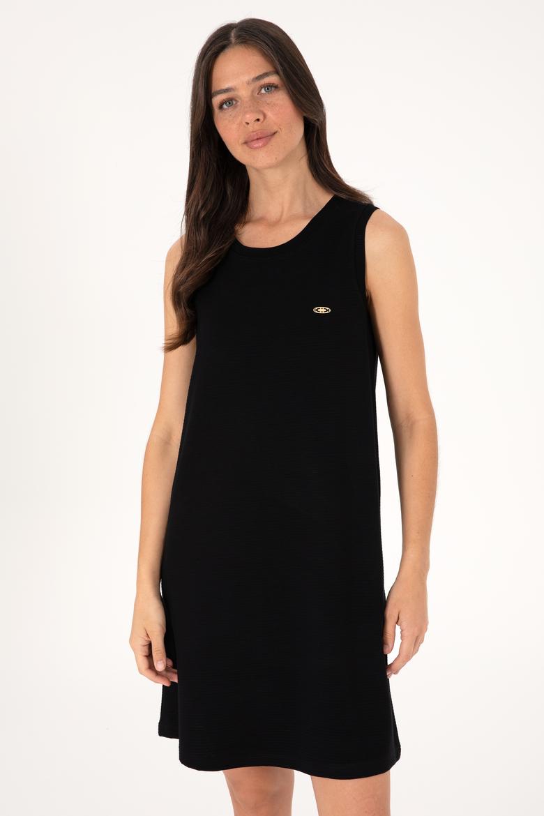 Kadın Siyah Kolsuz Mini Boy Örme Elbise - 50297895013