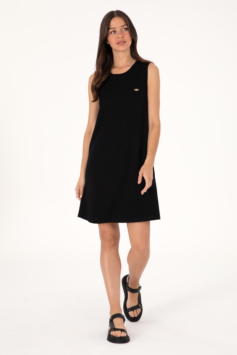 Kadın Siyah Kolsuz Mini Boy Örme Elbise - 50297895013