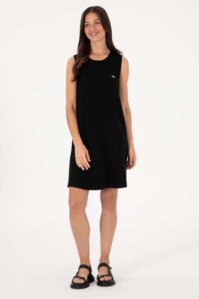 Kadın Siyah Kolsuz Mini Boy Örme Elbise