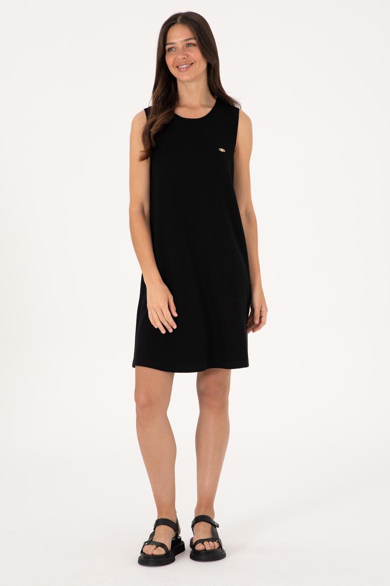 Kadın Siyah Kolsuz Mini Boy Örme Elbise