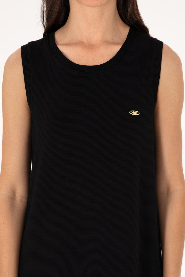 Kadın Siyah Kolsuz Mini Boy Örme Elbise - 50297895013