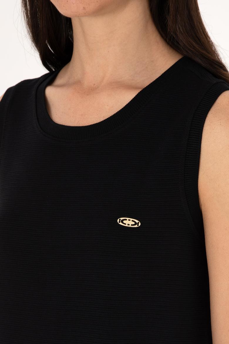 Kadın Siyah Kolsuz Mini Boy Örme Elbise - 50297895013