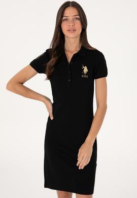 Kadın Siyah Polo Yaka Mini Boy Örme Elbise - 50297457025
