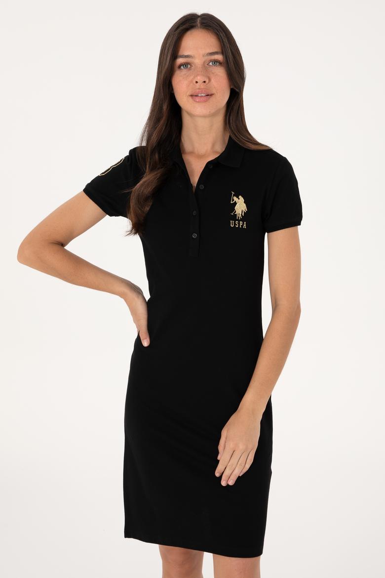 Kadın Siyah Polo Yaka Mini Boy Örme Elbise - 50297457025