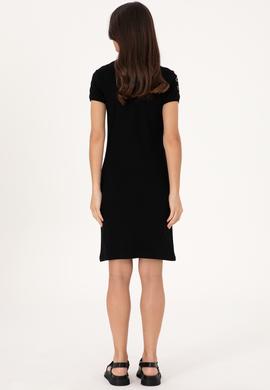 Kadın Siyah Polo Yaka Mini Boy Örme Elbise - 50297457025
