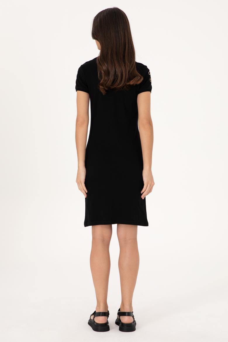 Kadın Siyah Polo Yaka Mini Boy Örme Elbise - 50297457025