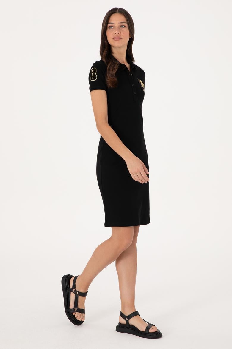 Kadın Siyah Polo Yaka Mini Boy Örme Elbise - 50297457025