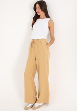 Kadın Camel Loose Relax Fit Kanvas Pantolon - 50300357021