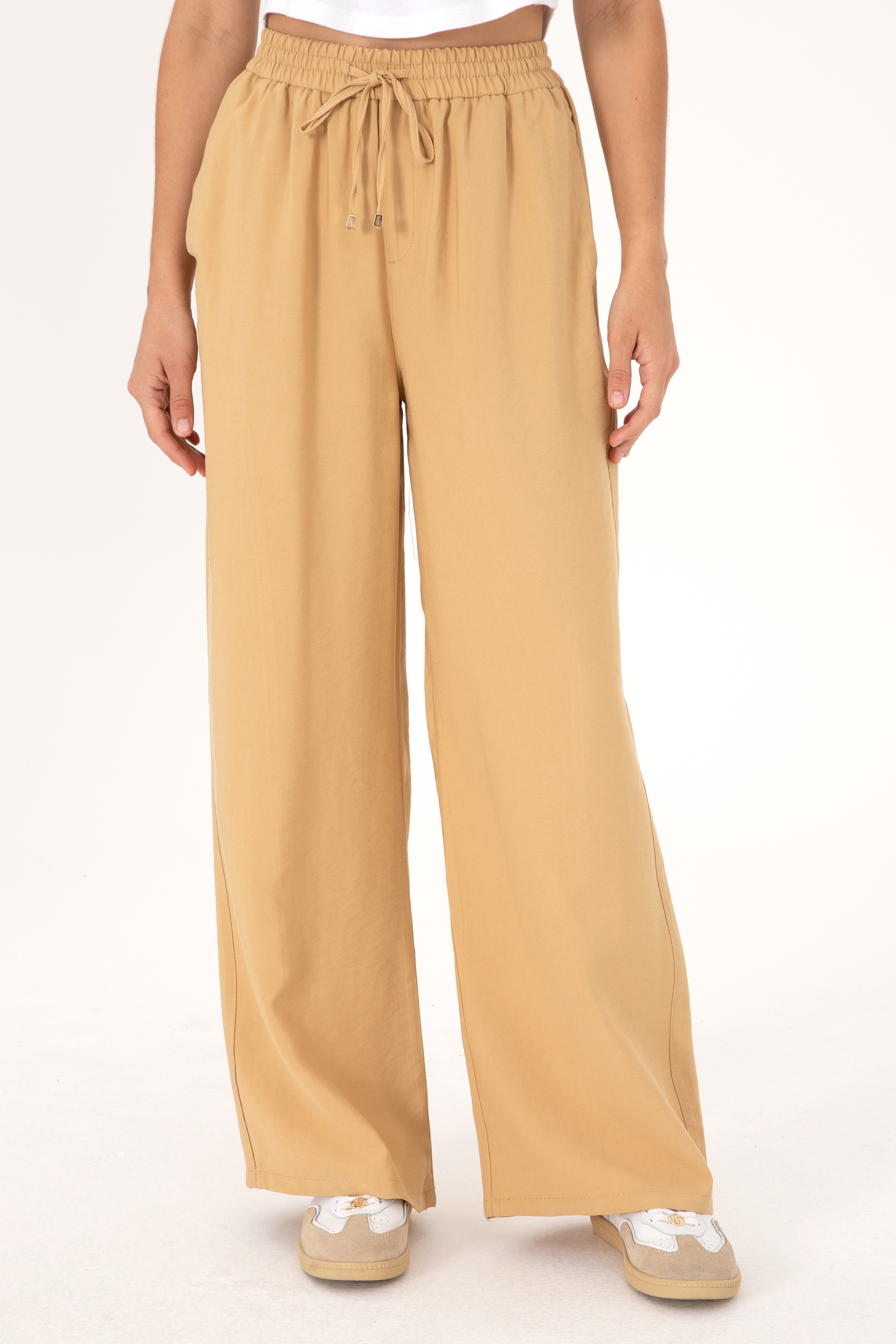 Kadın Camel Loose Relax Fit Kanvas Pantolon - Image 2