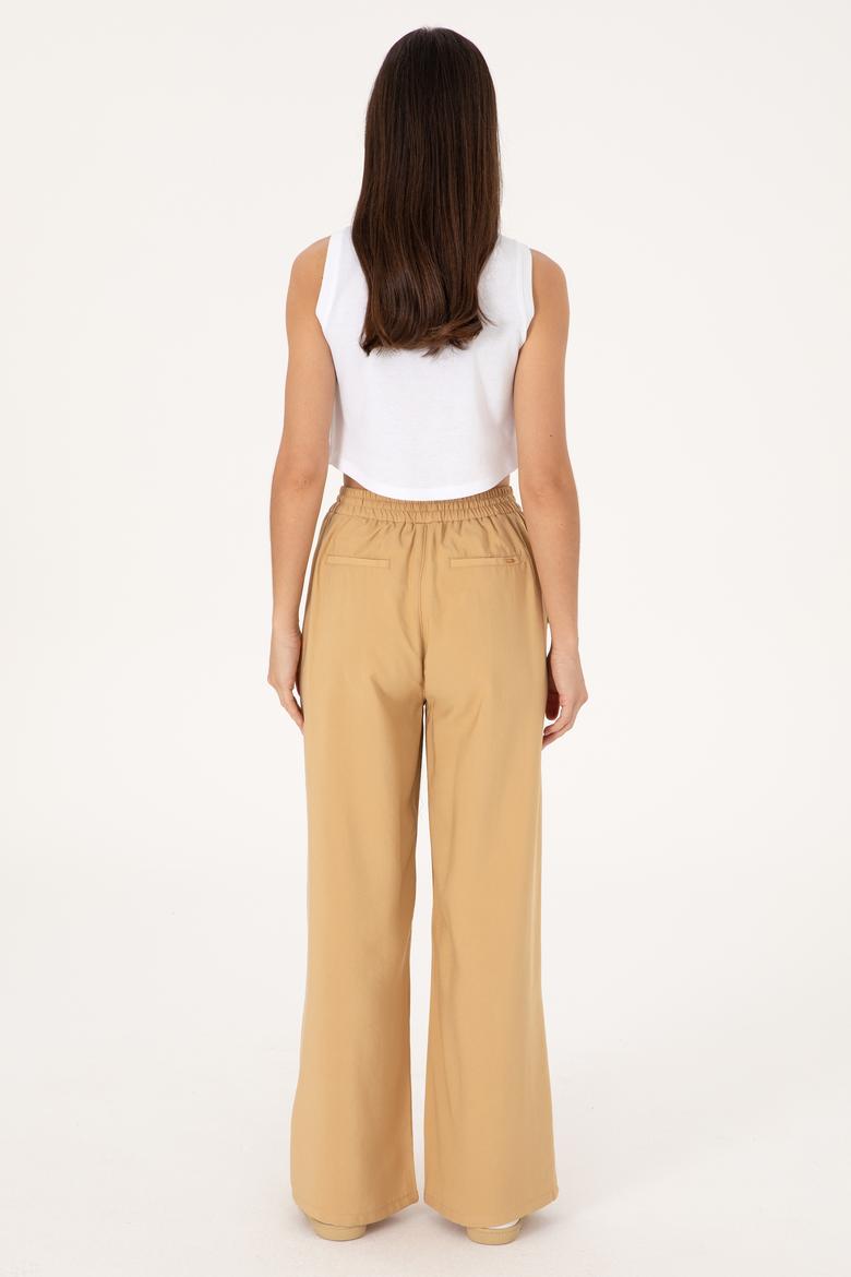 Kadın Camel Loose Relax Fit Kanvas Pantolon - 50300357021