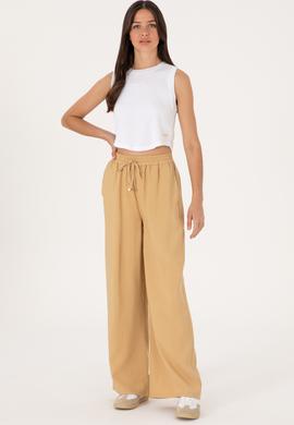 Kadın Camel Loose Relax Fit Kanvas Pantolon - 50300357021