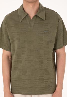 Erkek Comfort Fit Kaçık Yaka Koyu Haki Tişört - 50303224006