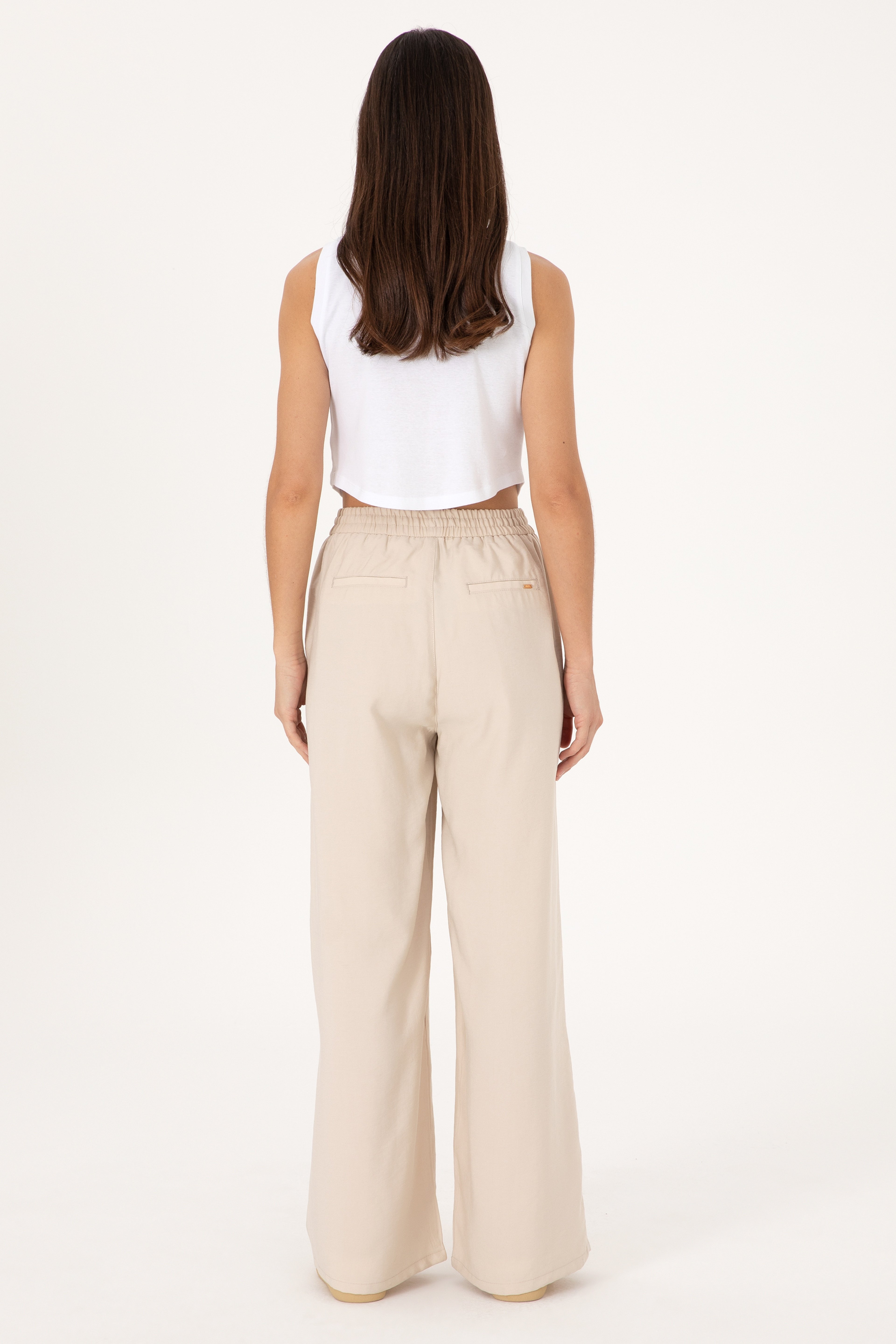 Kadın Taş Loose Relax Fit Kanvas Pantolon