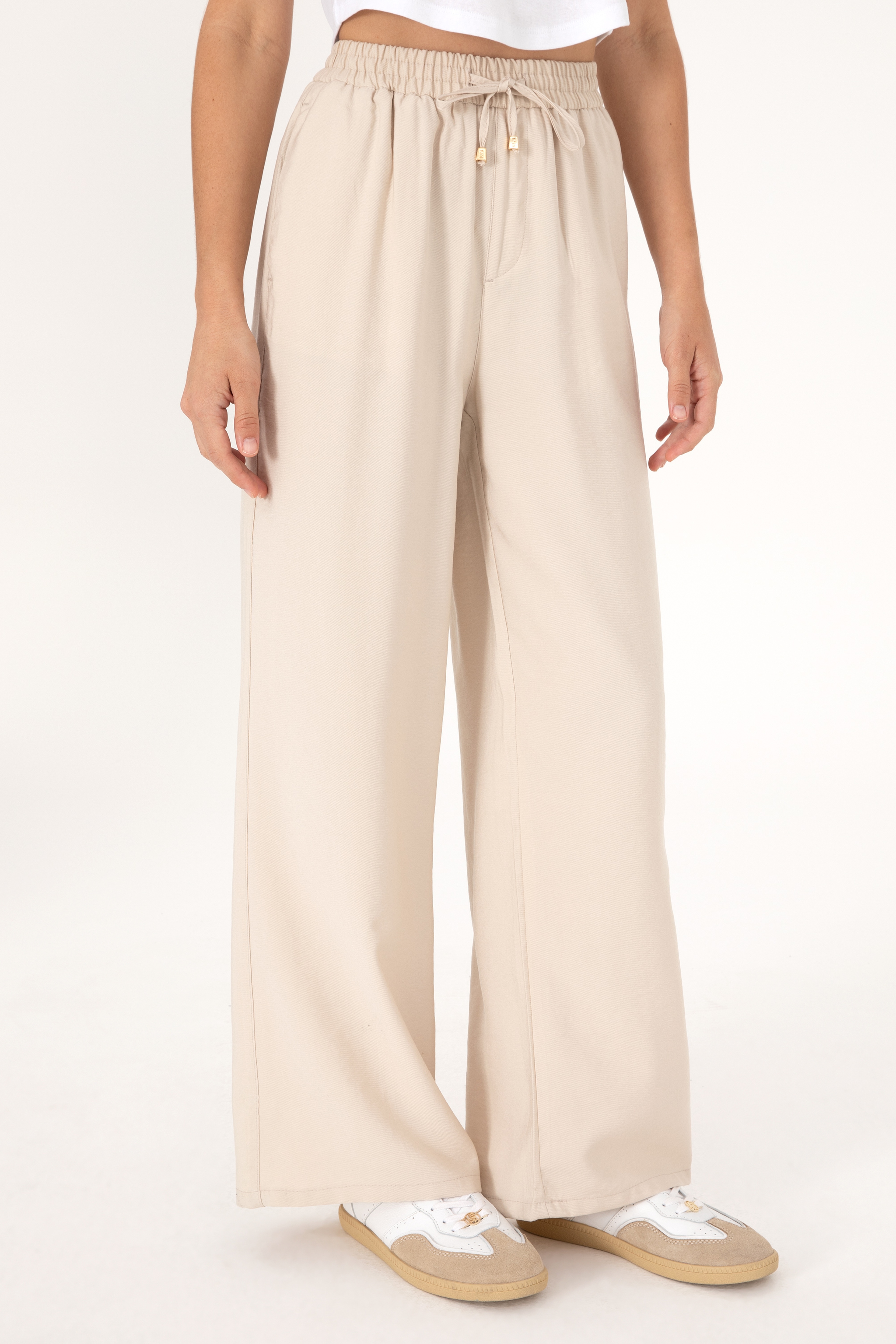 Kadın Taş Loose Relax Fit Kanvas Pantolon - Image 2