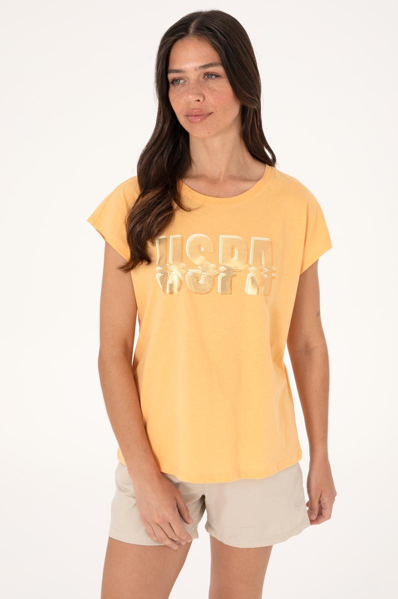 Kadın Turuncu Bisiklet Yaka Tişört