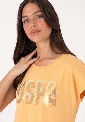 Kadın Turuncu Bisiklet Yaka Tişört - 50299764008