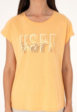 Kadın Turuncu Bisiklet Yaka Tişört - 50299764008