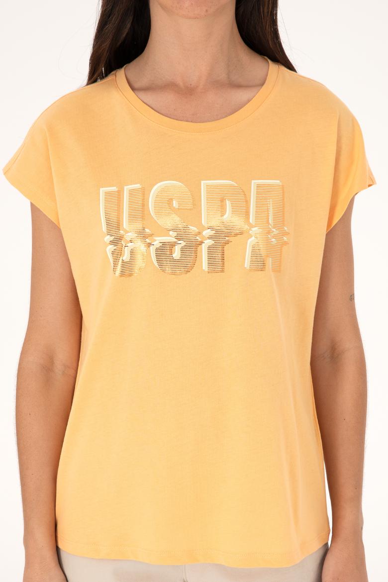 Kadın Turuncu Bisiklet Yaka Tişört - 50299764008