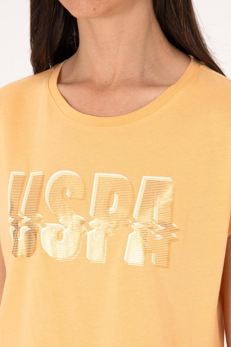 Kadın Turuncu Bisiklet Yaka Tişört - 50299764008