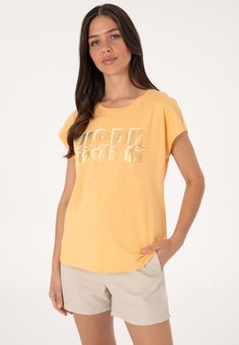 Kadın Turuncu Bisiklet Yaka Tişört - 50299764008