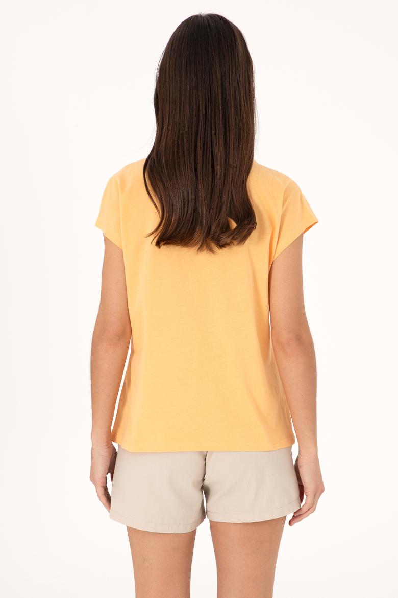 Kadın Turuncu Bisiklet Yaka Tişört - 50299764008