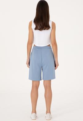 Kadın Mavi Modal Karışımlı Örme Şort - 50299870026