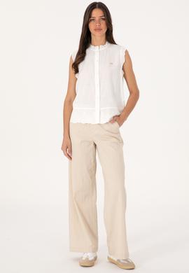 Kadın Beyaz Kısa Kollu Gömlek - 50299556015