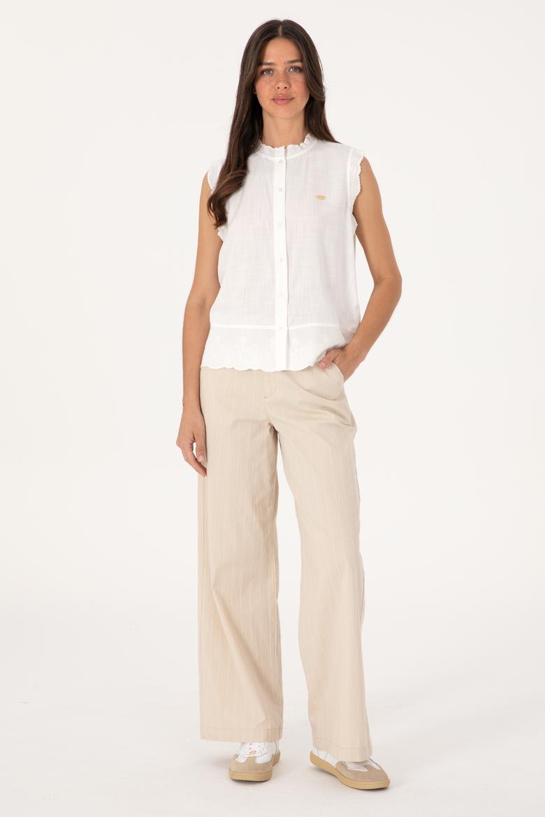 Kadın Beyaz Kısa Kollu Gömlek - 50299556015