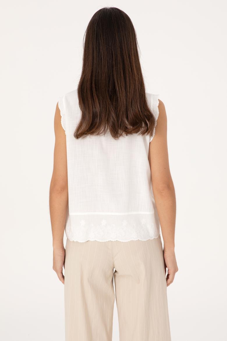 Kadın Beyaz Kısa Kollu Gömlek - 50299556015