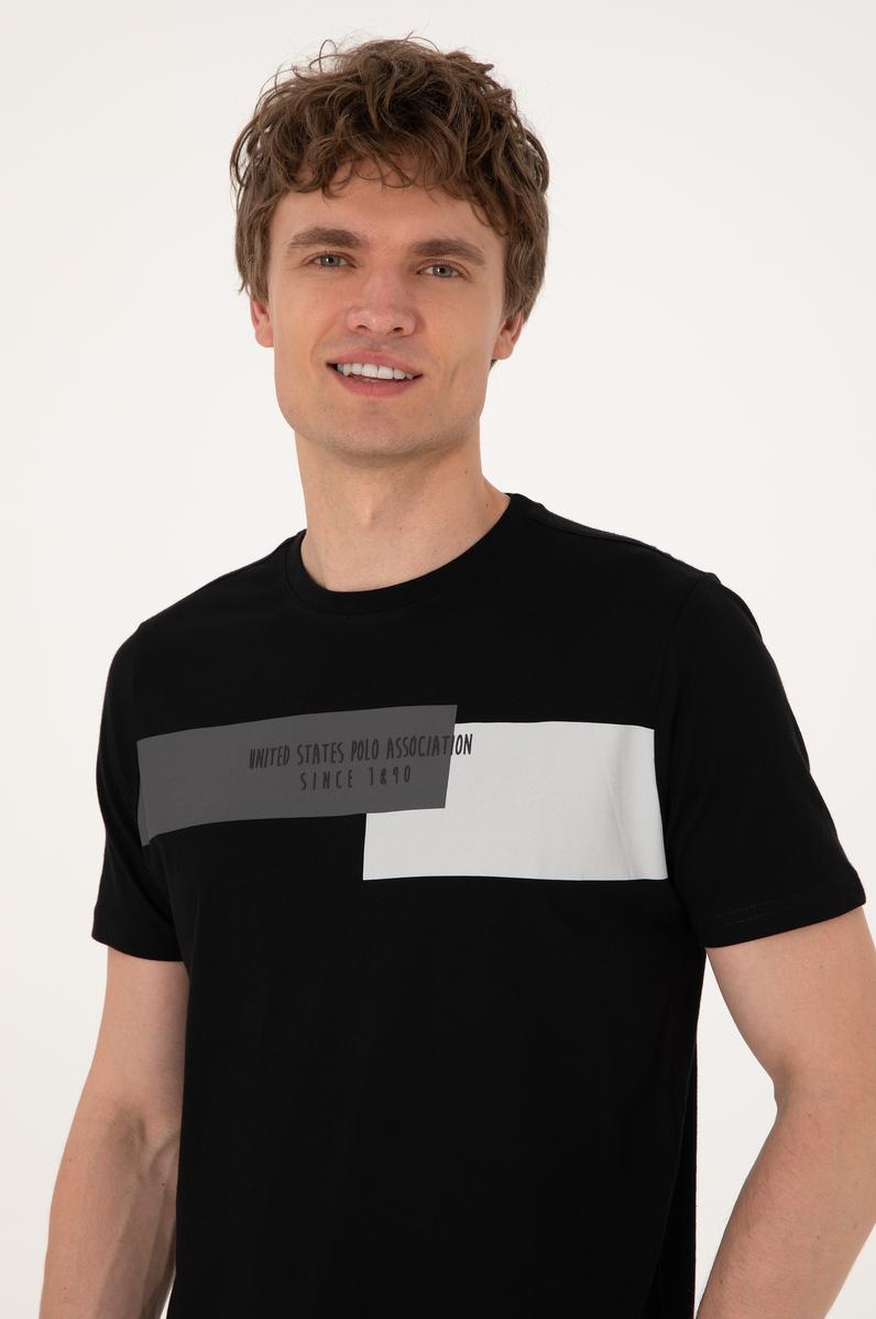 Erkek Regular Fit Bisiklet Yaka Siyah Tişört