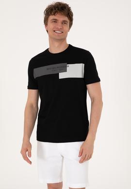 Erkek Regular Fit Bisiklet Yaka Siyah Tişört - 50299857054