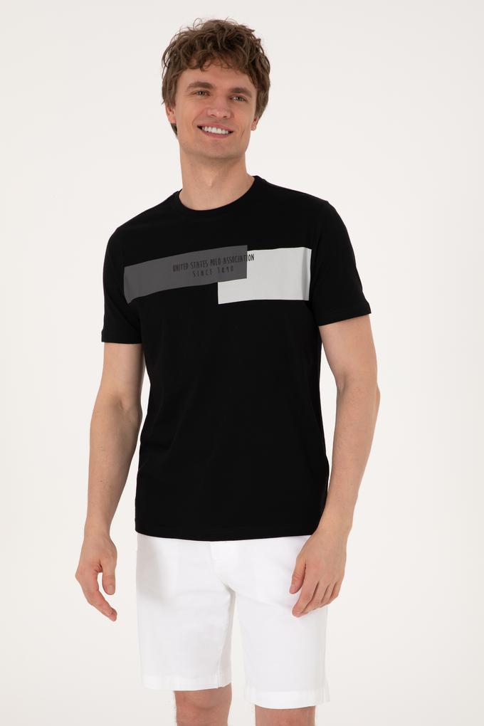 Erkek Regular Fit Bisiklet Yaka Siyah Tişört