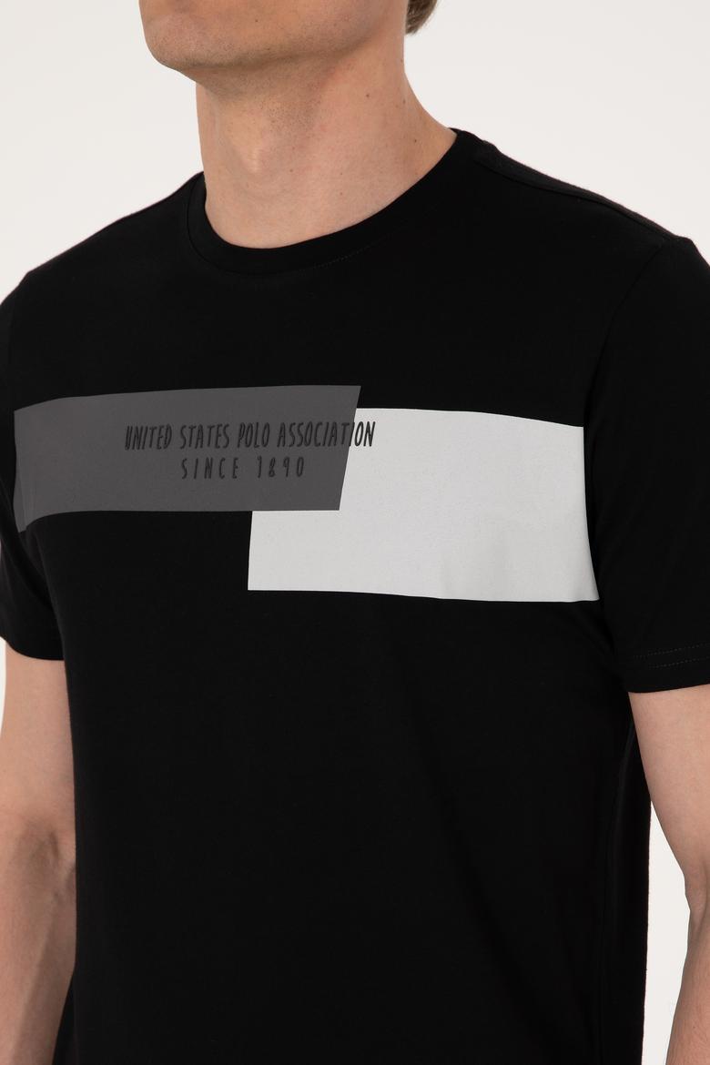 Erkek Regular Fit Bisiklet Yaka Siyah Tişört - 50299857054