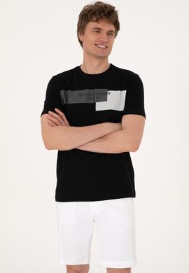 Erkek Regular Fit Bisiklet Yaka Siyah Tişört - 50299857054