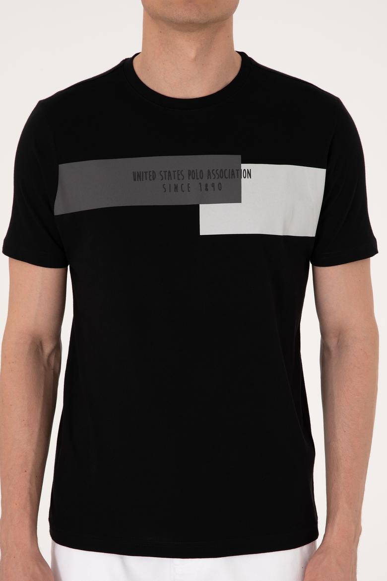 Erkek Regular Fit Bisiklet Yaka Siyah Tişört - 50299857054